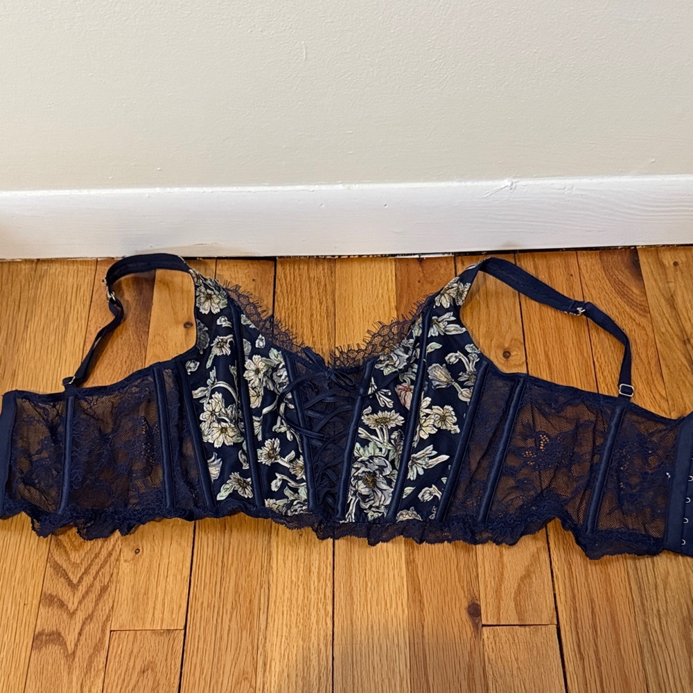 Victoria's Secret Navy Floral Lace Corset